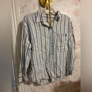 Abercrombie & Fitch Light Blue and White Striped Shirt